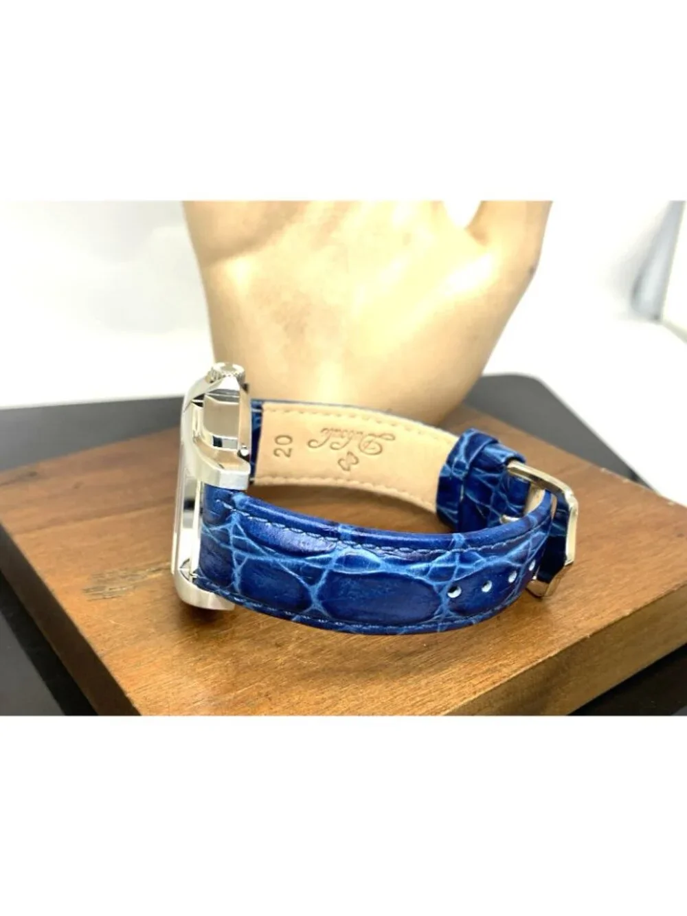 Duboule Men's Watch 2489-3 Automatic Blue Dial Power Reserve Leather Strap 40mm